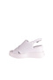 26Y10242 White Genuine Leather Wedge Heel Women's Cross-Strap Buckle Sandals - 4