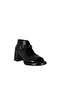 Women's Platform Heeled Buckle Shoes Black Patent Leather Open Toe - 4