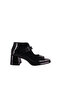 Women's Platform Heeled Buckle Shoes Black Patent Leather Open Toe - 2