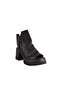 26101209 Genuine Leather Women's Heeled Sandals Black Platform with Zipper - 2