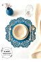 Blue Suede Fabric Round Charger American Service Set 6 Pieces 35x35cm