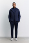 Men's Navy Blue Duck down Hooded Collar Water Repellent Comfort Fit Coat A62Y6187 - 8