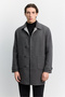 Men's Gray Classic Collar Wool Blend Double-Sided Pocket Cover Comfort Fit Cashmere Coat A62Y6103