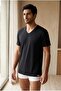 Ανδρικό μπλουζάκι Basic Modal V-Neck, μαύρο - 2