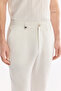 Men's White Elastic Waist Linen Blend Relaxed Fit Trousers A61Y3204 - 5