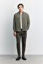 Men's Khaki Bottom-Bottom Britli Modal Blended Striped Long Sleeve Comfort Fit Shirt A62Y2080 - 7