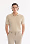 Men's Beige Elastic Waist Viscose Blended Elastane Slim Fit Chino Trousers A61Y3212 - 2