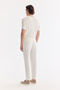 Men's White Elastic Waist Linen Blend Relaxed Fit Trousers A61Y3204 - 4