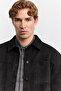 Men's Black Classic Collar Buttoned Pocket Suede Boxy Fit Shirt Jacket A62Y6017 - 2