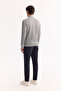 Men's Gray Stand Collar Zippered Textured Knitwear Regular Fit Sweater A52Y5150 - 4