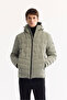 Men's Nile Green Hooded Water Repellent Windproof -5 Degree Resistant Regular Fit Puffer Coat A52