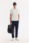 Men's White Non-Curling Polo Collar Zippered Jacquard Regular Fit T-Shirt A61Y1088 - 6