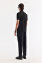 Men's Black Non-Curling Polo Collar Zippered Regular Fit T-Shirt A61Y1046 - 4