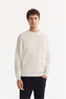 Men's Ecru Crew Neck Rayon Non-Pilling Textured Knitwear Regular Fit Sweater A52Y5016