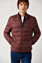 Men's Burgundy Stand Collar Water Repellent Windproof Lightweight Comfort Fit Puffer Jacket E006019