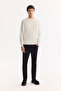 Men's Ecru Crew Neck Rayon Non-Pilling Textured Knitwear Regular Fit Sweater A52Y5016 - 7