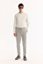 Men's Gray Elastic Waist Lace-Up Cotton Bi-Stretch Regular Fit Sweatpants A52Y3403