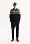 Men's Anthracite Polo Neck Zippered Striped Knitwear Regular Fit Sweater A52Y5091 - 5