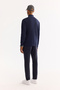 Men's Navy Blue Stand Collar Zippered Cotton Soft Touch Textured Regular Fit Cardigan A52Y5181 - 4
