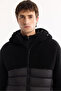 Men's Black Hooded Windproof -4 Degree Resistant Comfort Fit Inflatable Plush Coat A52Y6158 - 2