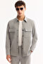 Men's Gray Classic Collar Cotton Comfort Fit Shirt Jacket A52Y2088 - 2