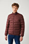 Men's Burgundy Stand Collar Water Repellent Windproof Lightweight Comfort Fit Puffer Jacket E006019 - 3