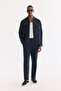 Men's Navy Blue Classic Collar Breathable 100% Linen Comfort Fit Shirt Jacket A61Y2540 - 7