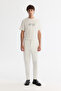 Men's White Classic Waist Jersey Cotton Carrot Fit Trousers A42Y3061