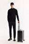 Men's Black Stand Collar Zippered Cotton Soft Touch Textured Regular Fit Cardigan A52Y5181 - 8