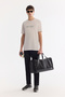 Men's Light Gray Crew Neck Injection Printed Cupra Single Jersey T-Shirt A61Y1139 - 6