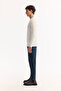 Men's Ecru Crew Neck Rayon Non-Pilling Textured Knitwear Regular Fit Sweater A52Y5018 - 3
