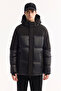 Men's Black Hooded Water Repellent Windproof -10 Degree Resistant Shiny Puffer Regular Fit Ski - 3
