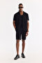 Men's Black Apaj Collar Cotton Short Sleeve Regular Fit Shirt A61Y2208 - 6