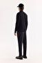 Men's Black Stand Collar Zippered Cotton Soft Touch Textured Regular Fit Cardigan A52Y5181 - 6