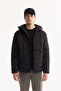 Men's Black Hooded Water Repellent Windproof -5 Degree Resistant Regular Fit Puffer Coat A52Y6075