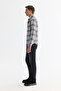 Men's Gray Bottomed Britli Collar Plaid 100% Cotton Flannel Regular Fit Shirt A42Y2143 - 3