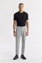 Men's Gray Classic Waist Pleated Carrot Fit Trousers with Epaulet Detail A51Y3026
