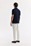 Men's Navy Blue Polo Neck Jacquard Regular Fit T-Shirt A51Y1090 - 4