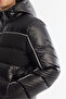 Men's Black Hooded Water-Repellent R Windproof Shiny Ş Puffer Comfort Fit Coat A42Y6012 - 3