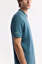 Men's Petrol Blue Polo Neck Bi-Stretch Printed Interlock Regular Fit T-Shirt A51Y1007 - 5