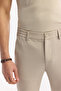Men's Beige Elastic Waist Bi-Stretch Chino Slim Fit Trousers B003033 - 4