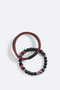 Men's Burgundy Leather Ceyt and Hematite Stone Bracelet A42Y9622 - 4