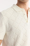 Men's Ecru Polo Neck Cotton Knit Regular Fit T-Shirt A51Y5040 - 2