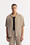 Men's Beige Elastic Waist Lace-Up Soft Touch Relaxed Fit Shorts A51Y3703 - 6