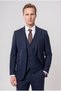 Ds Groom Slim Fit Navy Blue Dobby Suit with Vest