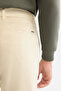Men's Beige Slim Fit Double Leg Trousers with Elastic Sides and Soft Buttons A42Y3007 - 5