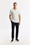 Men's White Apaj Collar Jacquard Jersey Short Sleeve Comfort Fit Shirt A51Y2027 - 5