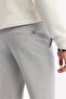 Men's Light Gray Elastic Waist Bi-Stretch Chino Slim Fit Trousers B003033 - 5