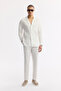 Men's White Apaj Collar 100% Linen Comfort Fit Shirt A51Y2114 - 8