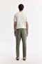 Men's Khaki Elastic Waist 100% Linen Relaxed Fit Trousers B003032 - 3